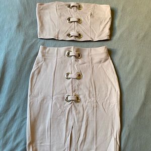 Pink crop and skirt set